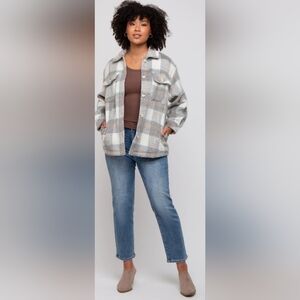 Ashley Outerwear Plaid Flannel Jacket Size XL Gray and White